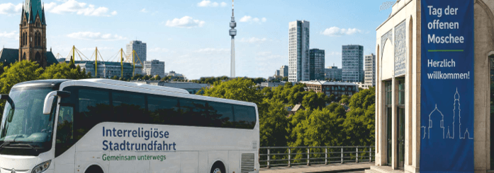 Interreligiöse Stadtrundfahrt am Tag der offenen Moschee